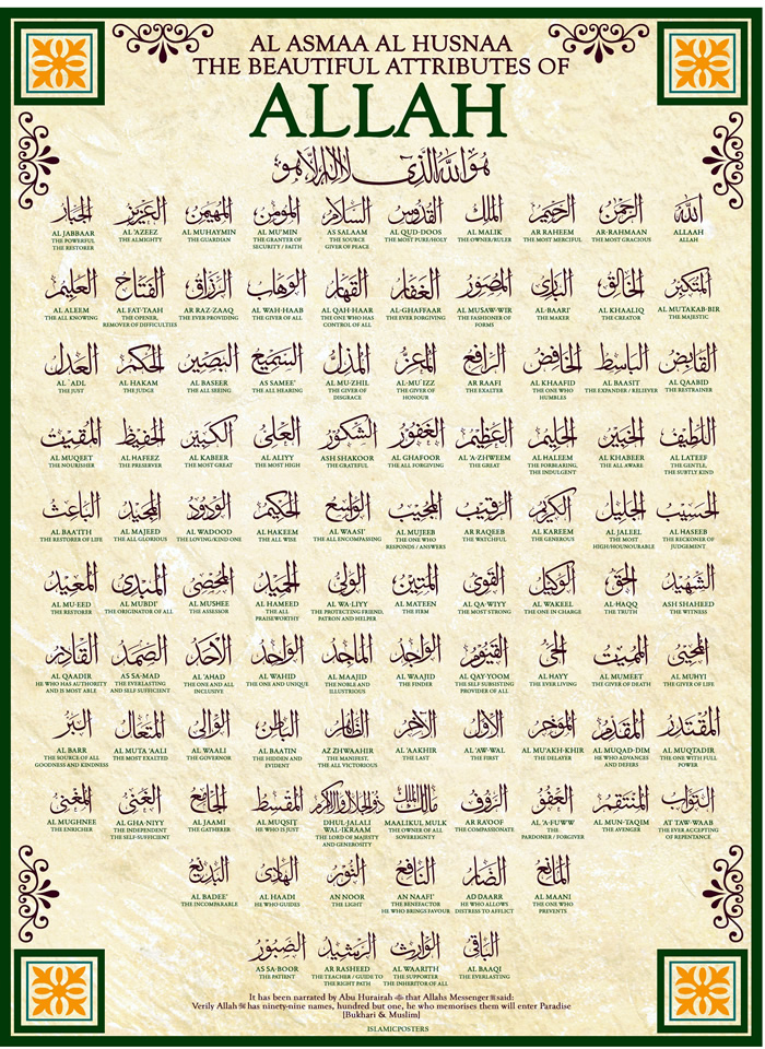 99 Names Of Allah Poster