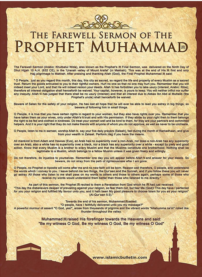 The Farewell Sermon of the Prophet Muhammad